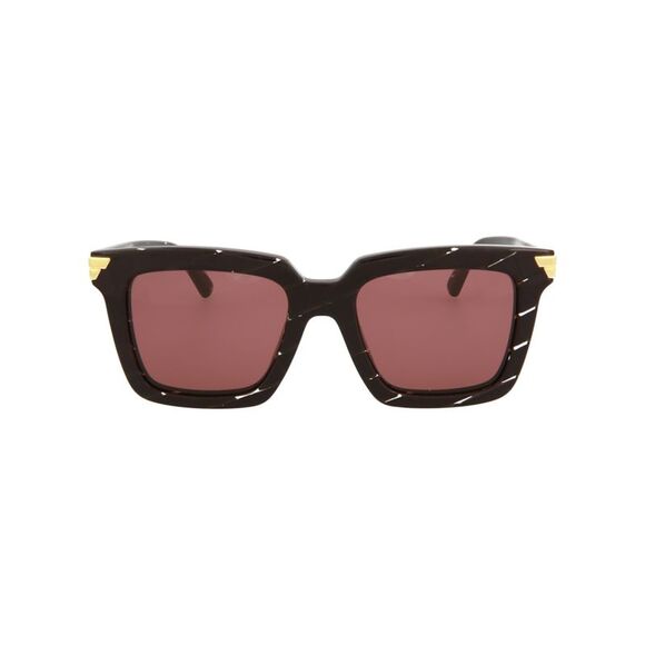 Bottega Veneta Rectangle-Frame Acetate Sunglasses Red Womens - Picture 1 of 5